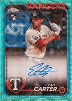 2024 Topps Chrome Rookie Autographs #RAEC Evan Carter Aqua Wave Baseball Card
