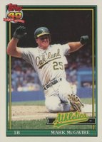 1991 Topps Tiffany #270 Mark McGwire Baseball Card