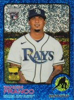 2022 Topps Heritage #347 Wander Franco Chrome-Blue Sparkle Refractor Baseball Card