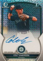 2023 Bowman Draft Chrome Prospect Autograph #CDACE Colt Emerson HTA Choice Baseball Card