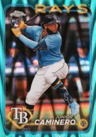 2024 Topps Chrome #213 Junior Caminero Aqua Raywave Baseball Card
