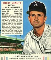 1952 Red Man Tobacco #20 Bobby Shantz Baseball Card