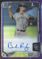 2015 Bowman Chrome Draft Pick Autograph #BCABR  Brendan Rodgers Purple Refractor Baseball Card