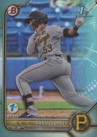 2022 Bowman 1st Edition #BPPF56 Dariel Lopez Sky Blue Foil Baseball Card