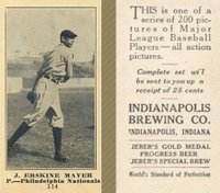 1916 Indianapolis Brewing #114 J. Erskine Mayer Baseball Card