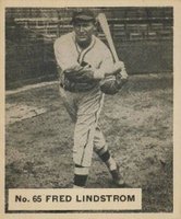 1936 Goudey World Wide Gum  #65 Fred Lindstrom Baseball Card