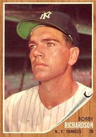 1962 Topps #65 Bobby Richardson Baseball Card