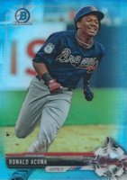 2017 Bowman Draft #BDC39 Ronald Acuna Chrome-Sky Blue Refractor Baseball Card