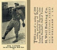 1916 Weil Baking Co. #63 Del Gainor Correct spelling Gainor Baseball Card