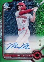2022 Bowman Chrome Prospect Autographs #CPAMM Matt Mclain Green Shimmer Refractor Baseball Card
