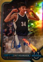 2021 Bowman University Chrome Prospect Autographs #CH Chet Holmgren Gold Refractor Basketball Card