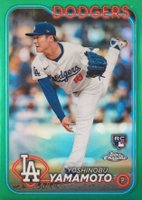 2024 Topps Chrome #18 Yoshinobu Yamamoto Green Refractor Baseball Card