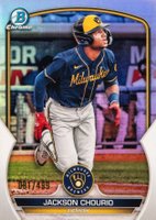 2023 Bowman Chrome Prospects #BCP76 Jackson Chourio Refractor Baseball Card