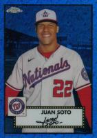 2021 Topps Chrome Platinum Anniversary #144 Juan Soto Blue Mini Diamond Refractor Baseball Card