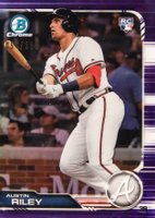 2019 Bowman Chrome #84 Austin Riley Purple Refractor Baseball Card