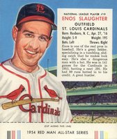 1954 Red Man Tobacco #19 Enos Slaughter Baseball Card