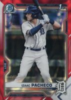 2021 Bowman Draft #BDC46 Izaac Pacheco Chrome-Red Lava Refractor Baseball Card