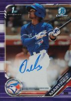 2019 Bowman Chrome Prospects Autographs #CPAOM Orelvis Martinez Purple Refractor Baseball Card