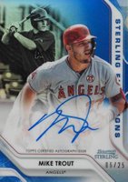 2020 Bowman Sterling Sterling First Signs #SFSAMT Mike Trout Autograph-Blue Refractor Baseball Card