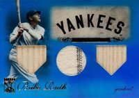 2009 Topps Tribute #1 Babe Ruth Triple Relics Blue Baseball Card