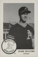 1985 Chong Modesto A's #17 Mark McGwire Incorrect Spelling Baseball Card