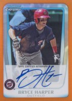 2011 Bowman Chrome Prospects #BCP111 Bryce Harper Orange Refractor-Autograph Baseball Card