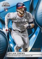 2025 Topps Chrome Black #127 Dylan Crews Blue Refractor Baseball Card
