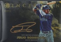2021 Bowman Inception Inception Silver Signings #ISSJR Julio Rodriguez Gold Rainbow Foil Baseball Card