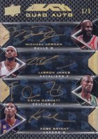 2008 Upper Deck Black Quad Autographs #STUD Michael Jordan/LeBron James/Kevin Garnett/Kobe Bryant Gold Basketball Card