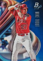 2018 Bowman Platinum #49 Mike Trout Batting-Blue Baseball Card