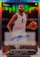 2023 Topps Chrome Topps Chrome Autographs #CGMB Mikal Bridges Refractor Basketball Card