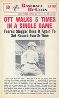 1960 Nu-Card Highlights #58 Ott Walks 5 Times in a Single Game Baseball Card