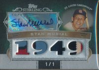2007 Topps Sterling Career Stats Relics #4CSA-77 Stan Musial Quad-Autograph Sterling Silver 1/1 Baseball Card