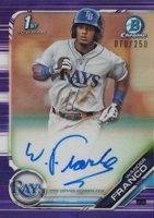 2019 Bowman Prospect Autographs Chrome #WF Wander Franco Purple Refractor Baseball Card