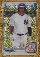 2020 Bowman Chrome Prospects #BCP8 Jasson Dominguez Gold Shimmer Baseball Card