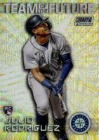 2022 Topps Stadium Club Chrome Team of the Future #TOF13 Julio Rodriguez Wave Refractor Baseball Card