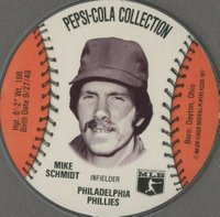 1977 Pepsi-Cola Baseball Stars Discs # Mike Schmidt Orange Baseball Card
