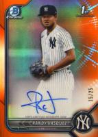 2022 Bowman Chrome Prospect Autographs #CPARV Randy Vasquez Orange Refractor Baseball Card