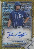 2021 Bowman Chrome Prospect Autographs #CPATG Tyler Gentry Gold Shimmer Refractor Baseball Card