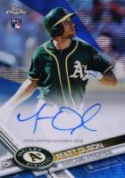 2017 Topps Chrome Rookie Autographs #RA-MO Matt Olson Blue Wave Refractor Baseball Card