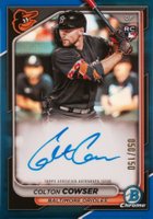 2024 Bowman Chrome Rookie Autographs #CRACC Colton Cowser Blue Refractor Baseball Card