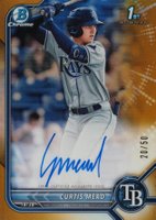 2022 Bowman Chrome Prospect Autographs #CPACM Curtis Mead Gold Refractor Baseball Card