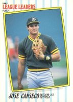 1987 Fleer League Leaders #8 Jose Canseco Baseball Card
