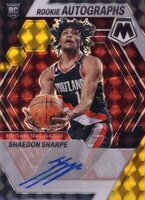 2022 Panini Mosaic Rookie Autographs Mosaic #RASHA Shaedon Sharpe Black Gold Basketball Card