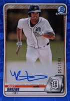 2020 Bowman Chrome Prospect Autographs #CPARG Riley Greene Blue Refractor Baseball Card
