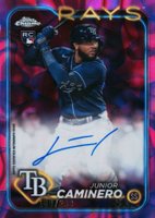 2024 Topps Chrome Update Chrome Rookie Autographs #RAJCA Junior Caminero Magenta/Purple Lava Lamp Baseball Card