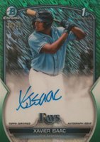 2023 Bowman Chrome Prospect Autographs #CPAXI Xavier Isaac Green Shimmer Baseball Card