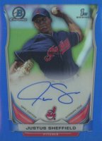 2014 Bowman Chrome Draft Pick Autograph #JS Justus Sheffield Blue Refractor Baseball Card