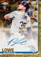 2019 Topps Chrome Rookie Autographs #RA-BL Brandon Lowe Gold Wave Refractor Baseball Card