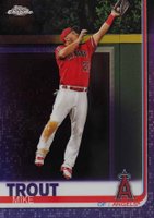 2019 Topps Chrome #200 Mike Trout Jumping-Purple Refractor Baseball Card